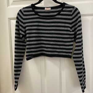 Striped long sleeve crop top